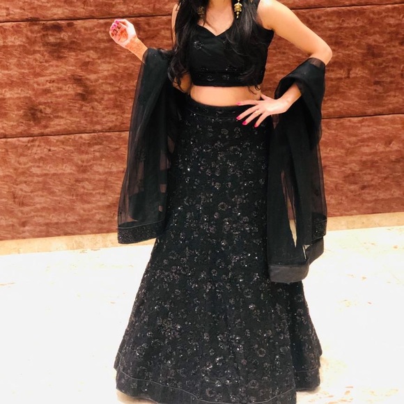 Black sequins ethnic wear lehenga - Picture 11 of 13